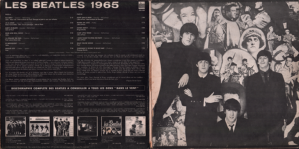 ◆BEATLES 1965 フランスOSX 228 COLOR VINYL w/INSERT