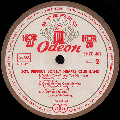 The Beatles Germany LP HÖRZU stereo version