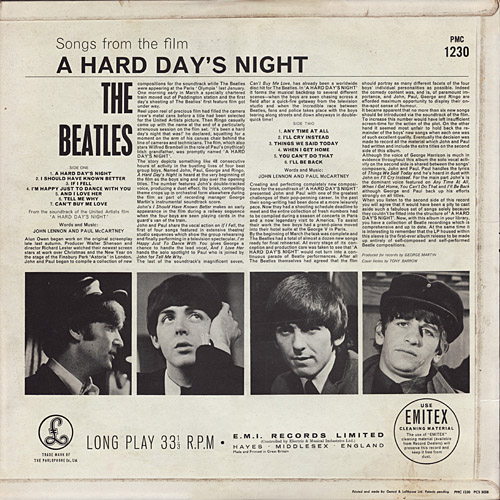 The Beatles U.K. Guide LP/Parlophone Album Cover/A Hard Day's Night