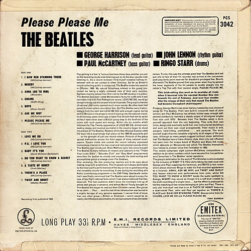The Beatles U K Guide Lp Parlophone Cover Sleeve This is a picture on the lower right hand corner on the back. www yokono co uk